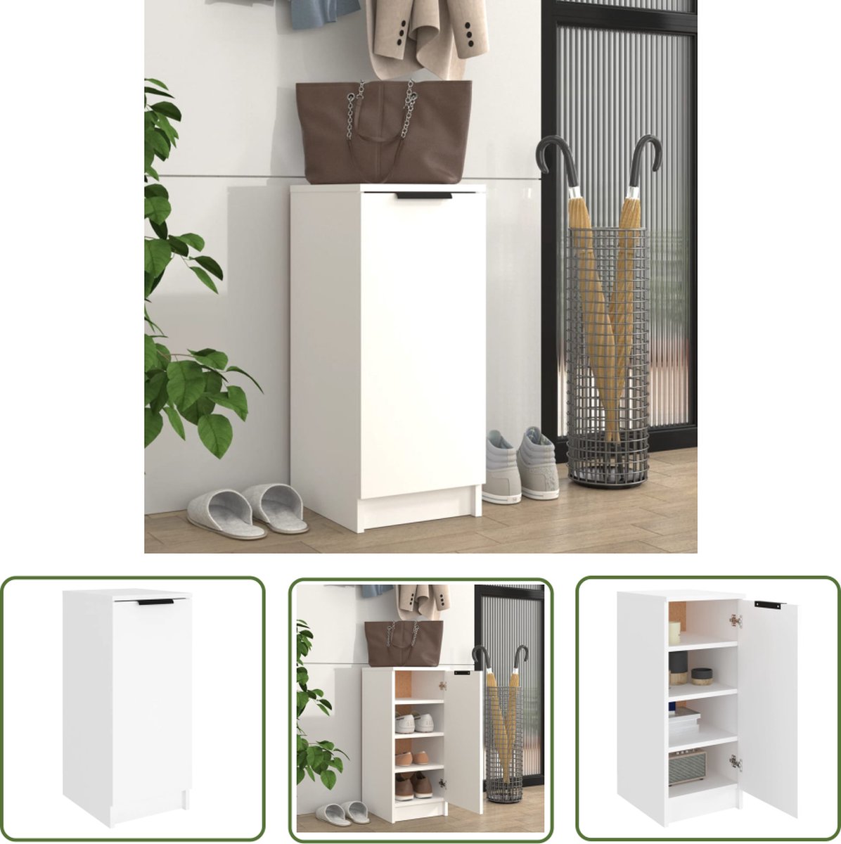 vidaXL Schoenen Rek - Schoenenkast - Schoenenkast 30x35x70 cm bewerkt hout wit - Opbergsysteem - Houten Schoenenkast - Wit (8721032244140)