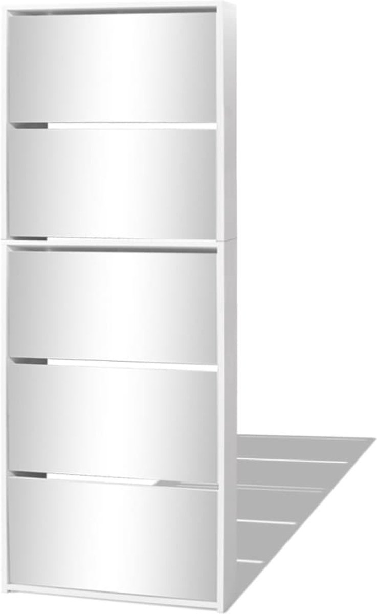 vidaXL Schoenenkast - 5 spiegels - Wit - 63x17x169,5 cm Spiegelschoen Kast - Schoenenkast - Hallenkast - Entree Kast - Witte Schoenenkast (8235396323835)