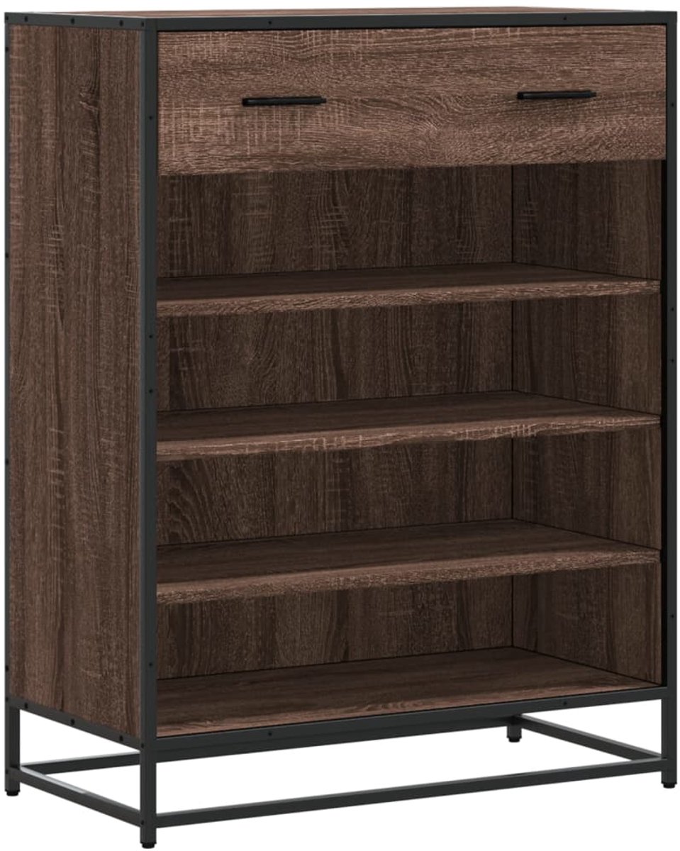 vidaXL - Schoenenkast - 75x38x97,5 - cm - bewerkt - hout - en - metaal - bruin - eiken (8721102923852)