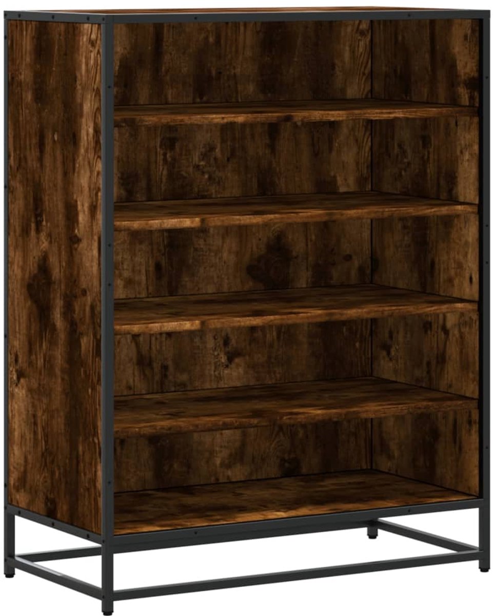 vidaXL - Schoenenkast - 75x38x97,5 - cm - bewerkt - hout - en - metaal - gerookt - eiken (8721102923784)