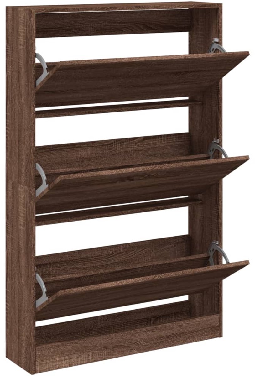 vidaXL - Schoenenkast - 80x21x125,5 - cm - bewerkt - hout - bruin - eikenkleur (8721012381667)