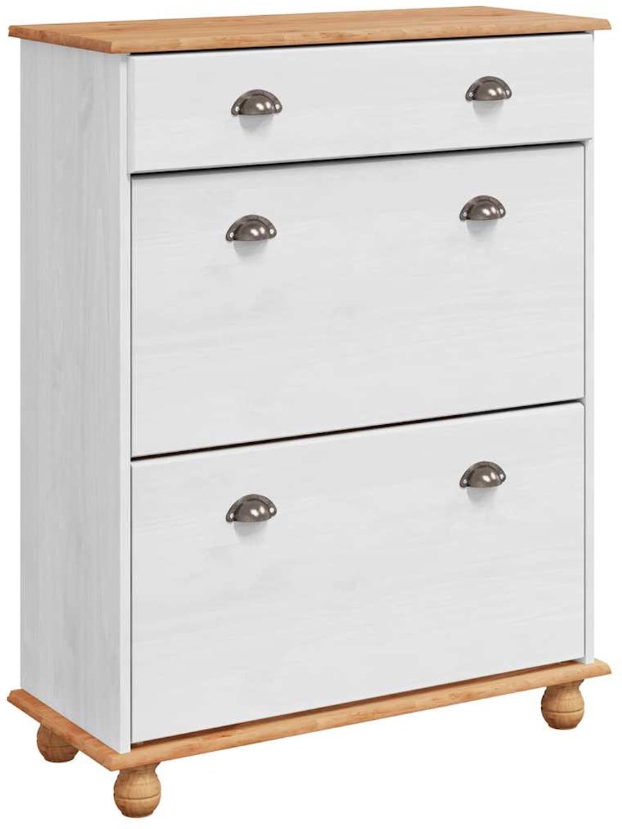 vidaXL - Schoenenkast - ASKIM - Wit - 85 - x - 35 - x - 108 - cm - Massief - grenenhout (8721158882486)