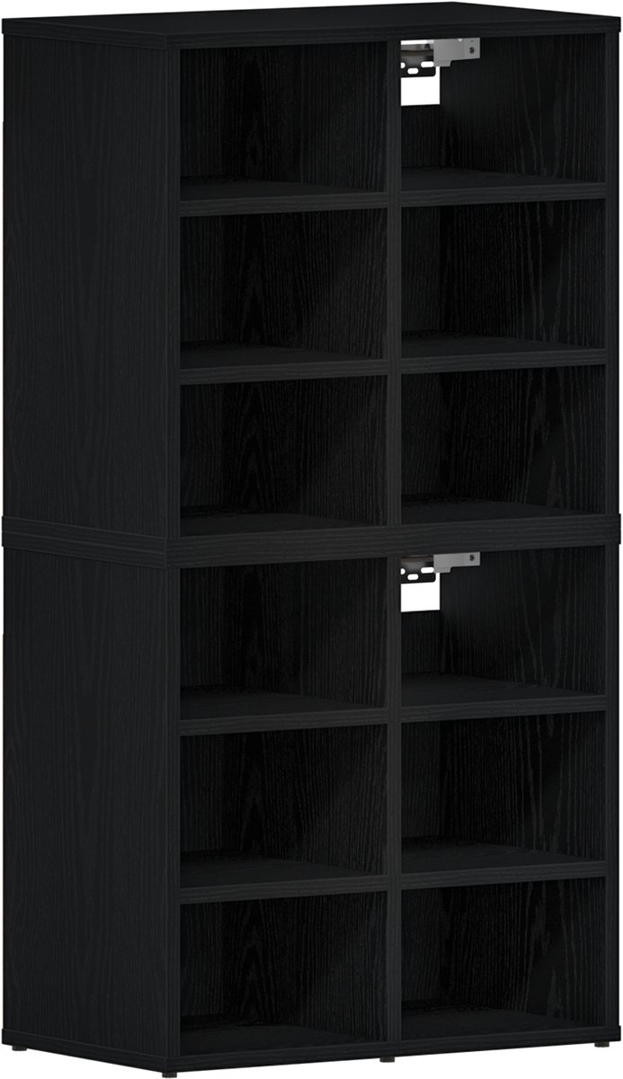 vidaXL - Schoenenkast - Zwart - eiken - 52 - x - 30 - x - 50.5 - cm - Bewerkt - hout (8721158771889)