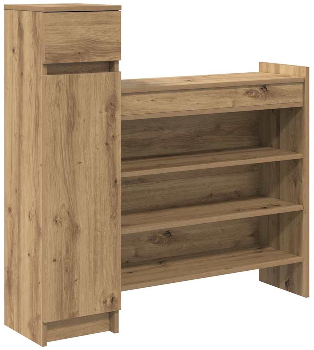 vidaXL - Schoenenkast - artisanaal - eikenkleurig - 100.5 - x - 28 - x - 100 - cm (8721288518859)