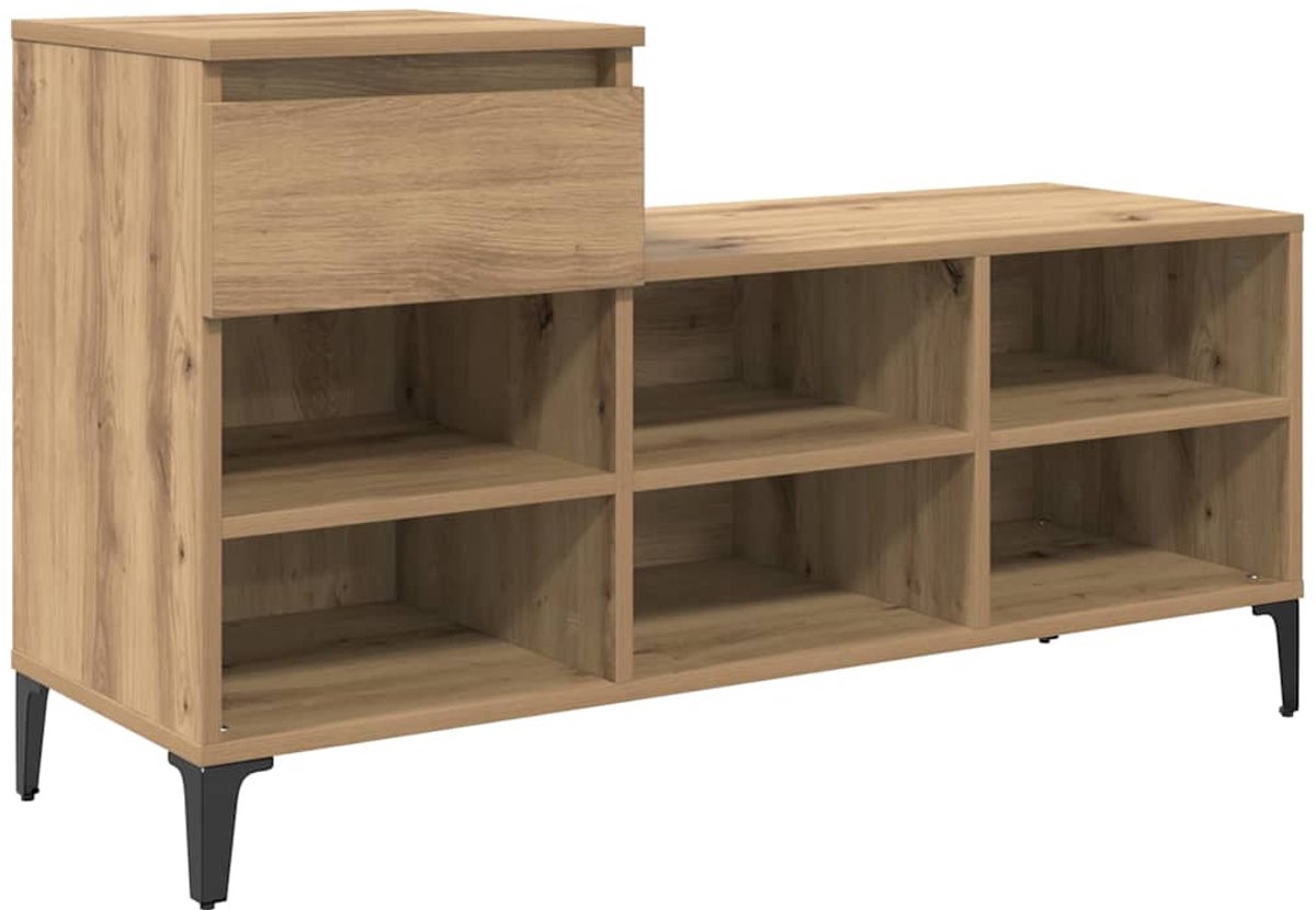 vidaXL - Schoenenkast - met - lade - artisanaal - eikenkleurig - 102 - x - 36 - x - 60 - cm (8721288907677)