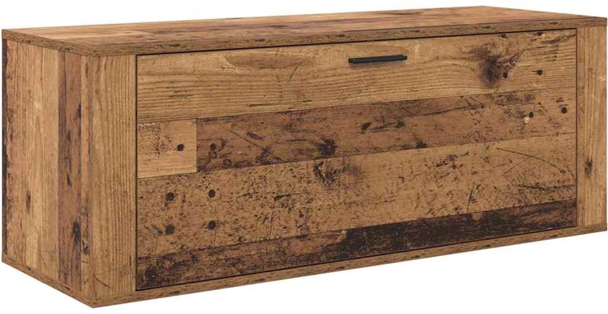 vidaXL - Schoenenkast - met - plank - Oud - hout - 100 - x - 35 - x - 38 - cm - Bewerkt - hout (8721288907462)