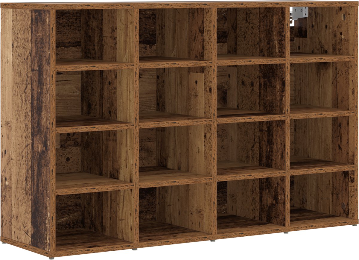 vidaXL - Schoenenkast - met - plank - Oud - hout - 103 - x - 30 - x - 67 - cm - Bewerkt - hout (8721288729491)