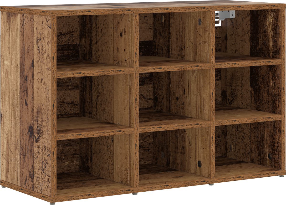 vidaXL - Schoenenkast - met - plank - Oud - hout - 77,5 - x - 30 - x - 51 - cm - Bewerkt - hout (8721288729378)