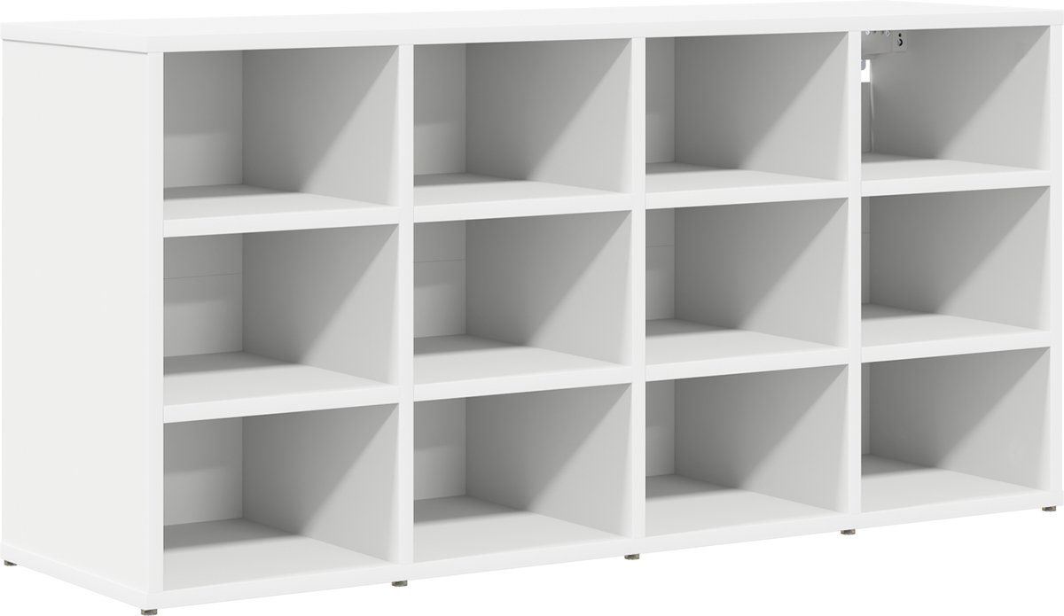 vidaXL - Schoenenkast - met - plank - Wit - 103 - x - 30 - x - 51 - cm - Bewerkt - hout (8720286642993)