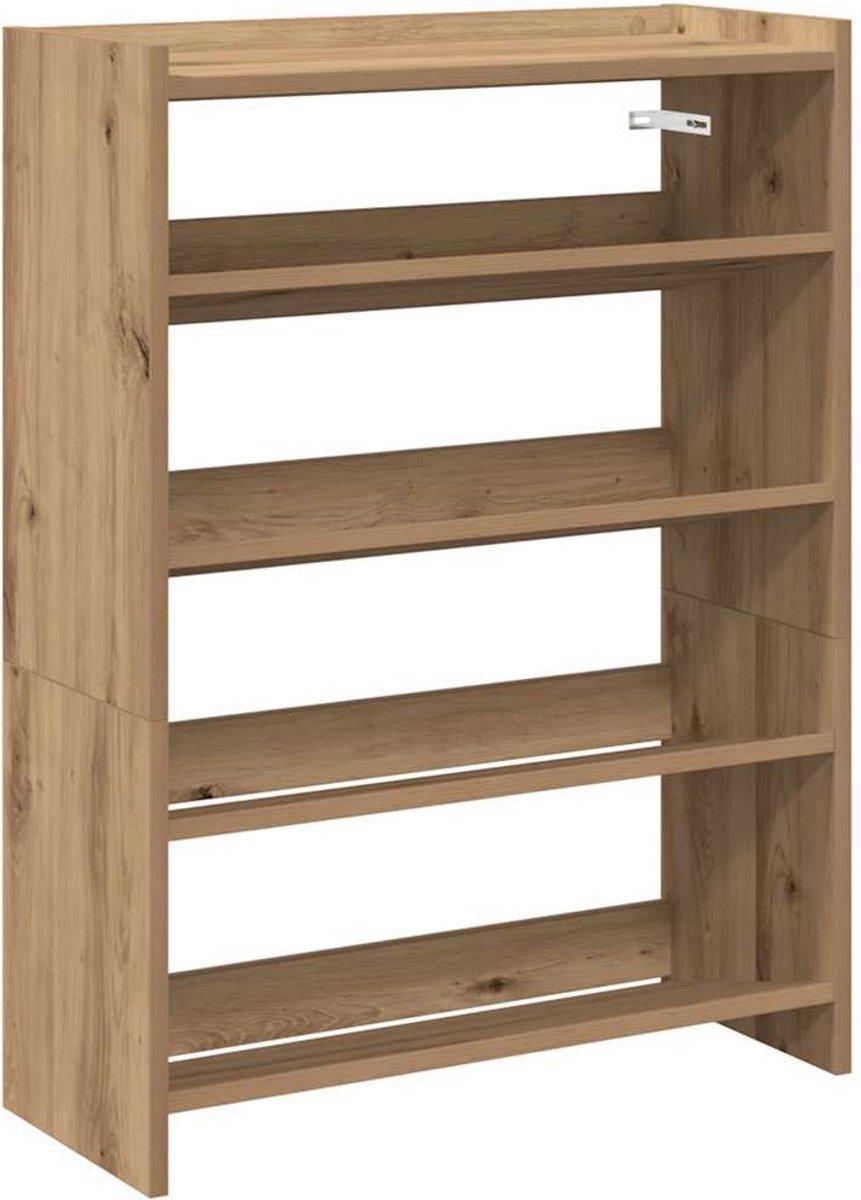 vidaXL - Schoenenrek - 60x25x81 - cm - bewerkt - hout - artisanaal - eikenkleur (8721158649171)