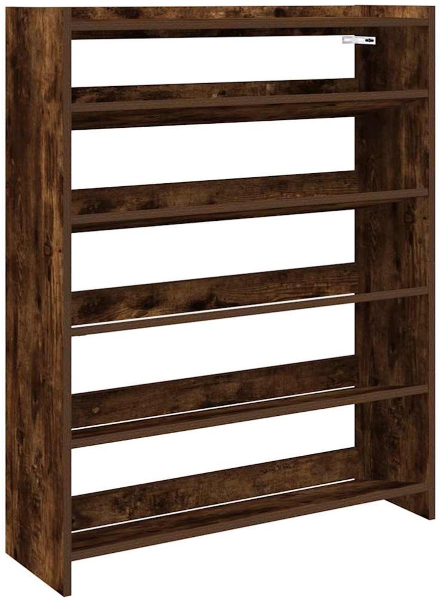 vidaXL - Schoenenrek - 80x25x100 - cm - bewerkt - hout - gerookt - eikenkleurig (8721158649317)