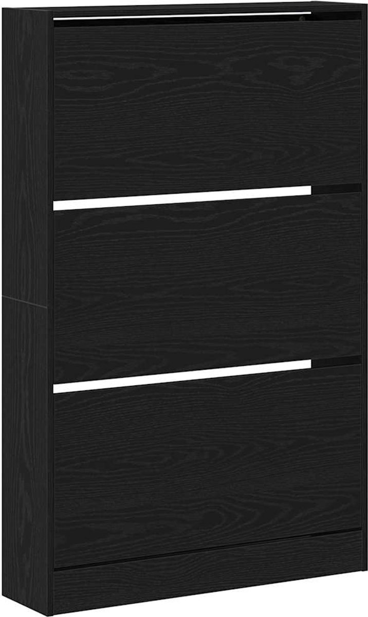 vidaXL - Schoenkast - Zwart - eiken - 80 - x - 21 - x - 125.5 - cm - Bewerkt - hout (8721158941664)
