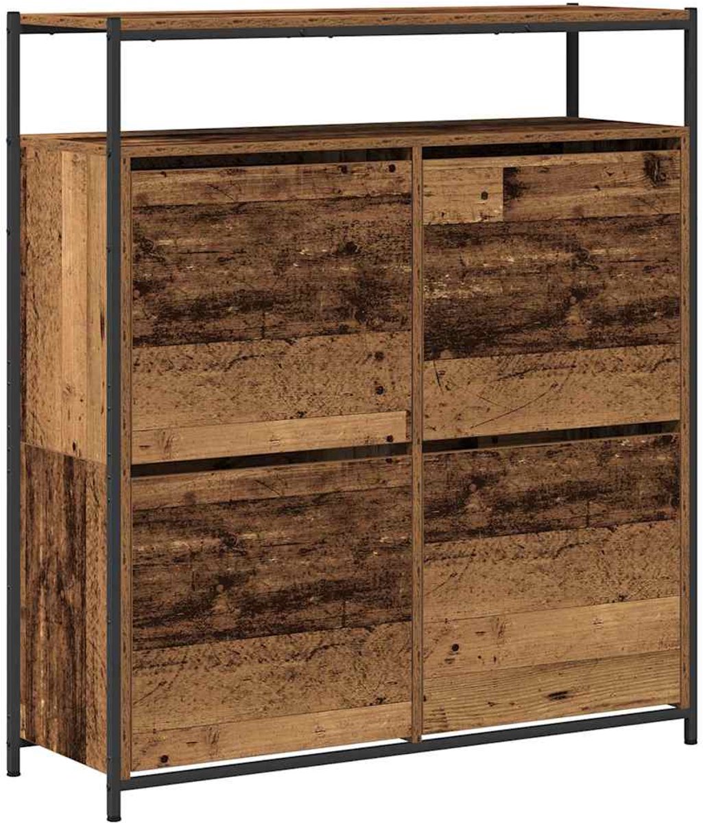 vidaXL - Schoenopbergkast - Oud - Hout - 100 - x - 34 - x - 112 - cm - Bewerkt - hout (8721288456663)