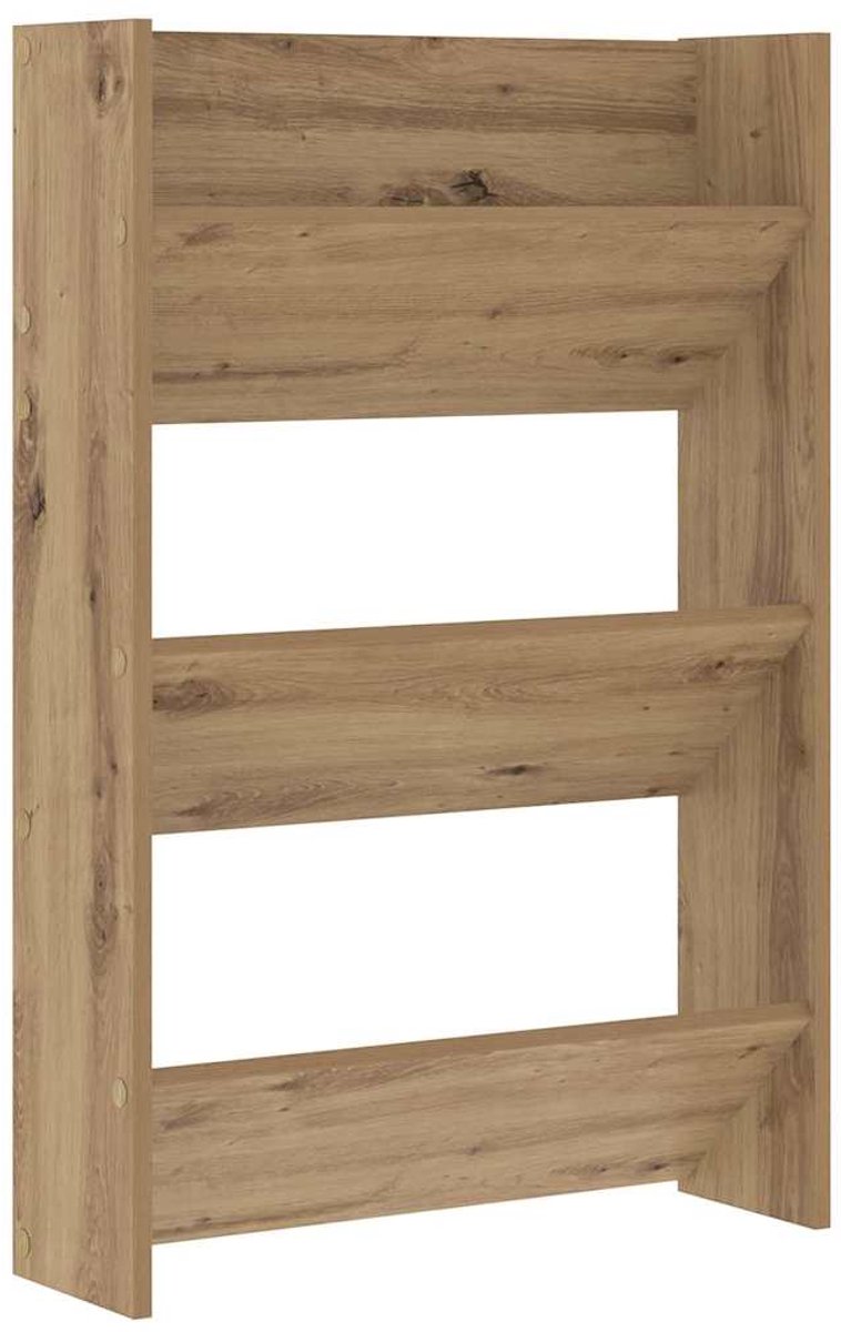 vidaXL - Wand - Schoenkast - met - plank - artisanaal - eikenkleurig - Bewerkt - hout (8721288728791)