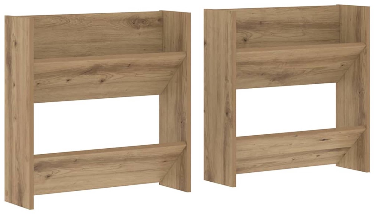 vidaXL - Wand - Schoenkasten - Anders - artisanaal - eikenkleurig - Bewerkt - hout (8721288728746)