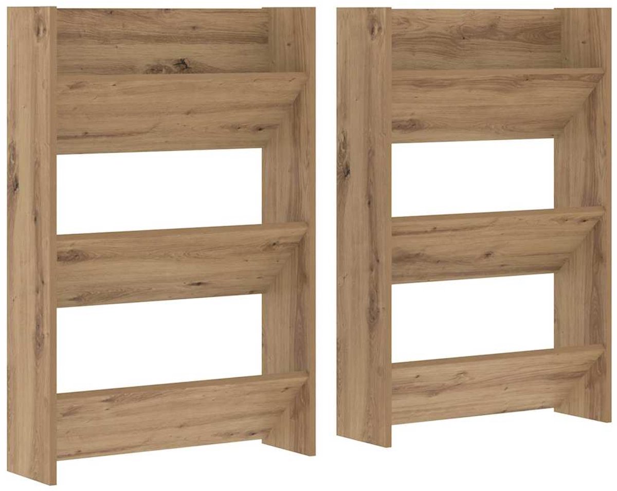 vidaXL - Wand - Schoenkasten - Anders - artisanaal - eikenkleurig - Bewerkt - hout (8721288728807)