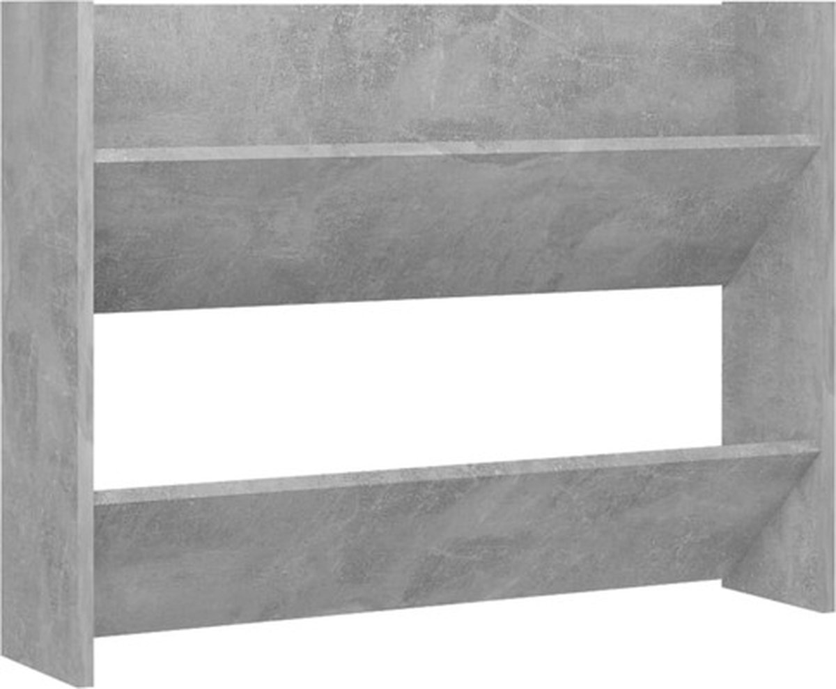 vidaXL - Wandschoenenkast - 80x18x60 - cm - bewerkt - hout - betongrijs (8720286559505)