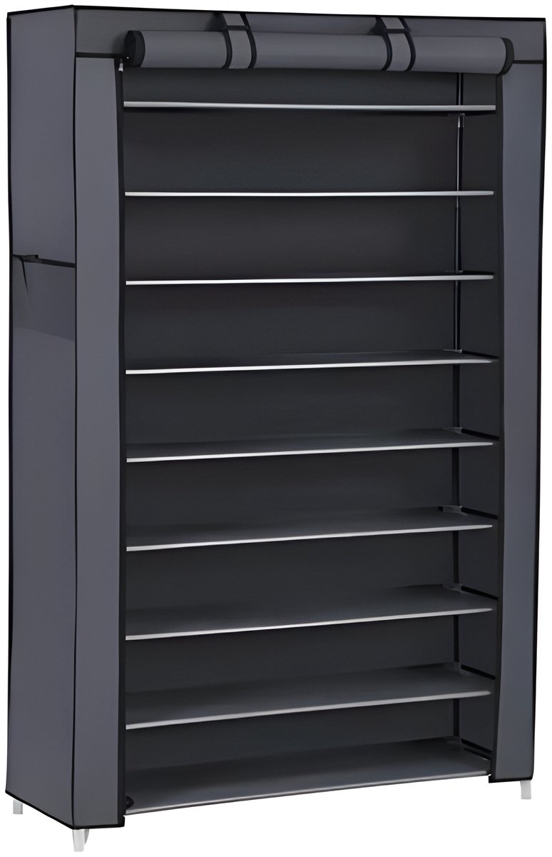 10-laags schoenenrek met stofkap, ruim schoenenopbergsysteem voor 40-50 paar schoenen, metalen frame organisator voor hoge hakken en sportschoenen, grijs (8785341872449)