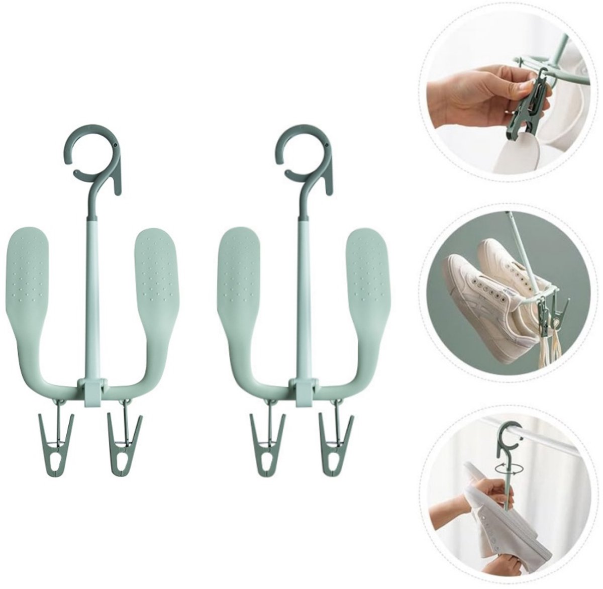 2 Stuks Draaibare droger Schoenen Droogrek - Schoen Haak - Droog Schoenen Opbergrek - Schoenenhanger - Draaibare droger - Voor Hardloopschoenen/Casual Schoenen/Leren Schoenen - Anti-slip ontwerp - voor drogen en ruimtebesparing (5482566497831)