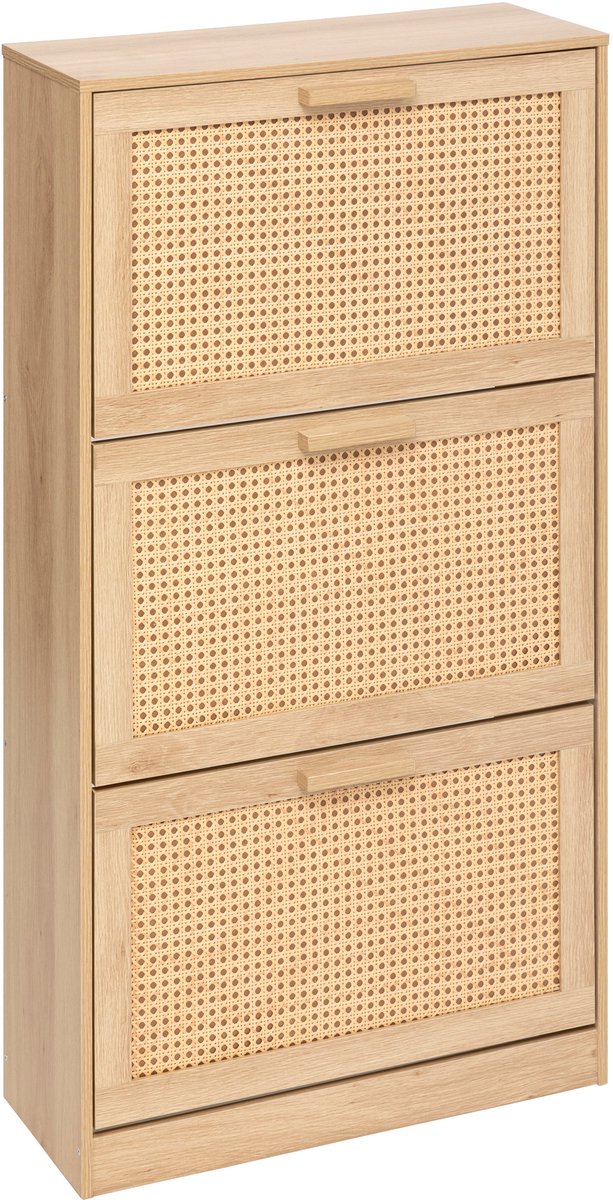 4goodz Schoenenkast Ubud - 24x60x113 cm - 3 lades voor 12 paar - Bruin (8720572209282)