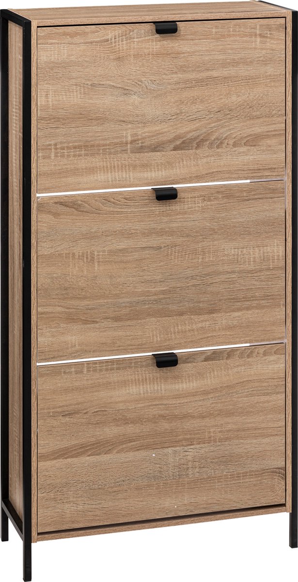 5five Schoenenkast Aliaj 3 Klaplades 24x63x122 cm - klepkast voor 18 paar schoenen - bruin (3560232668463)