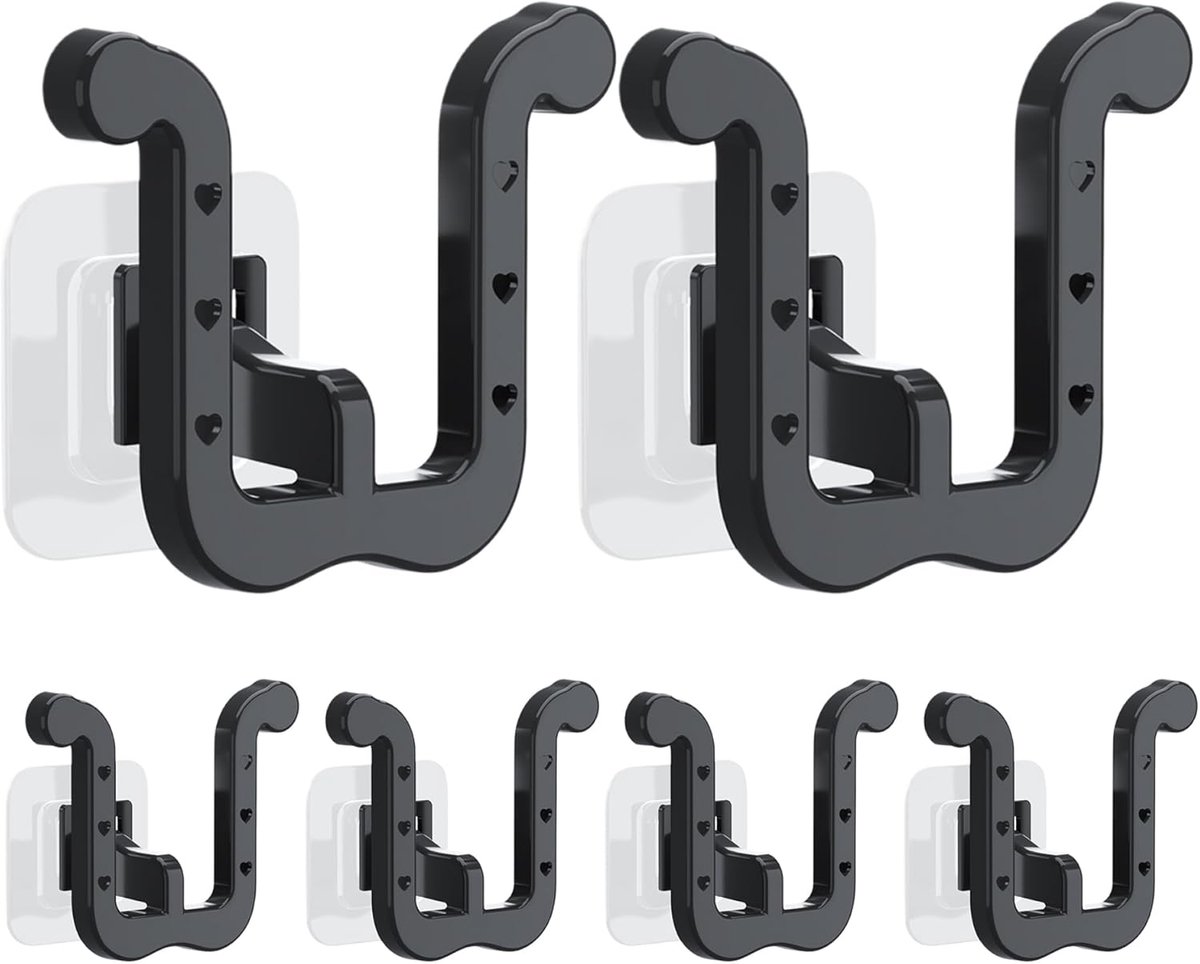 6 Stuks wandgemonteerde schoenenrek - U-vormige, zelfklevende wandschoenorganizer zonder boren - duurzaam, opvouwbaar, installatie zonder boren - voor deur, kast, badkamer, keuken, thuisorganizer, waterbestendig - zwart (9197272764066)