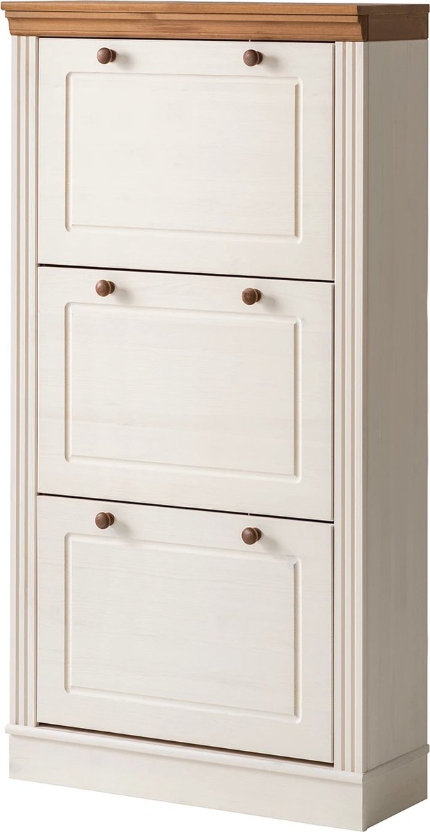 Anita|Schoenenkast met 3 kleppen in Pine White (5711950078920)