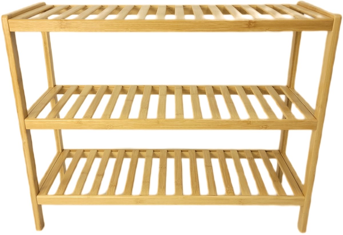 BEGRYF Bamboe Schoenenrek - 3 Lagen - 70x26x55 cm - Open Schoenenkast - Voor Hal & Slaapkamer (5906138360342)