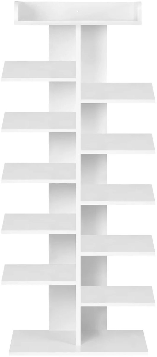 Bearly Schoenenrek - Wit - 12 Laags - Ruimtebesparende Schoenenopslag - Houten Schoenen Organizer - Voor Hal En Woonkamer (8721447570131)