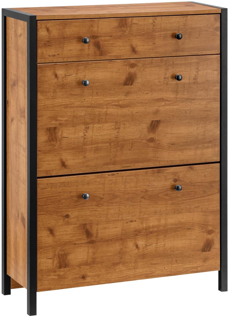 Chris|Schoenenkast met 2 klapdeuren en 1 lade in partical Board Nature (5711950077695)