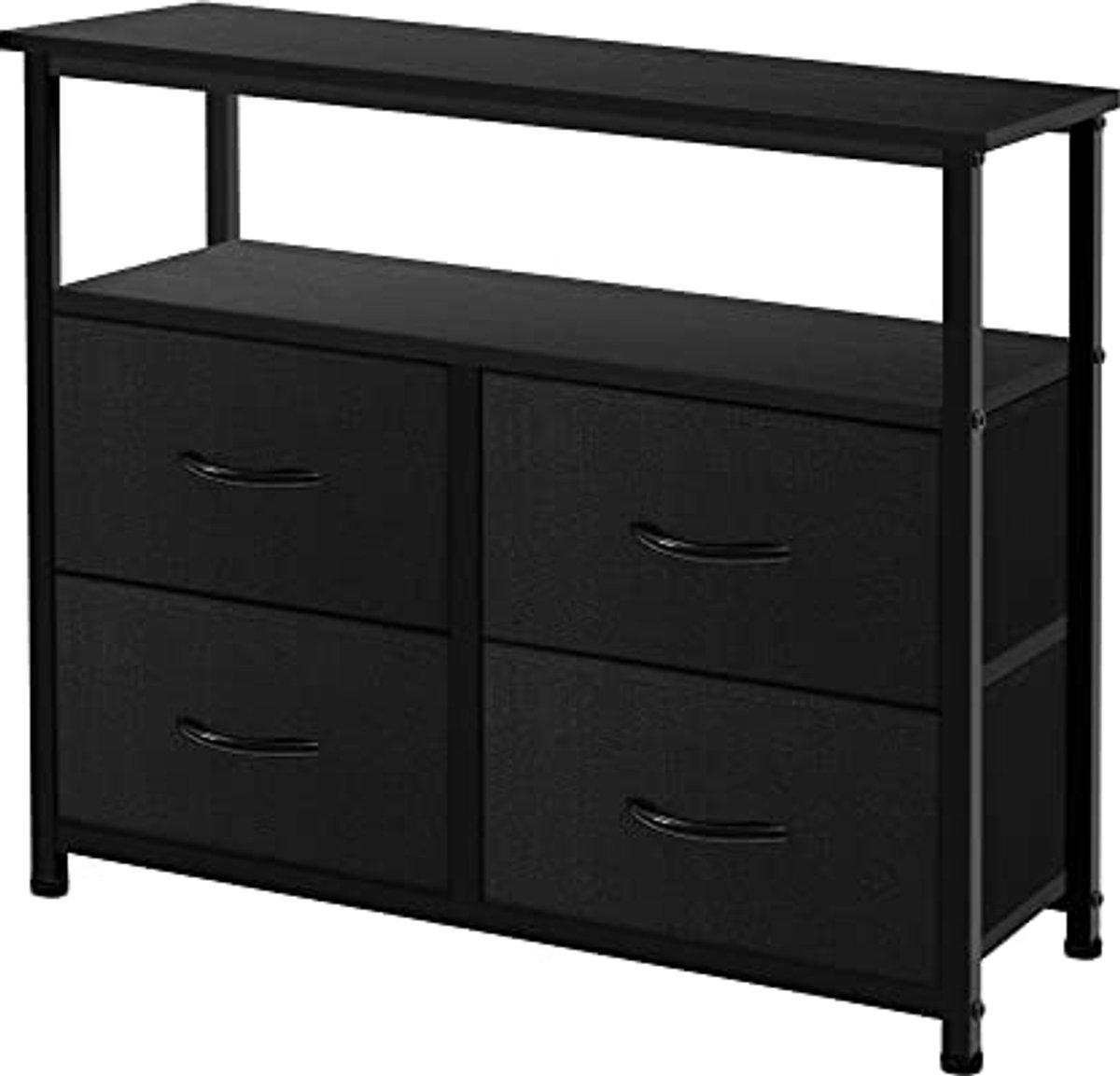 Dressoir met Planken - Opbergkist voor Slaapkamer, Woonkamer en Hal - Kast Organizer met Stevig Stalen Frame en Houten Plank - Verwijderbare Stoffen Laden (6154049285288)