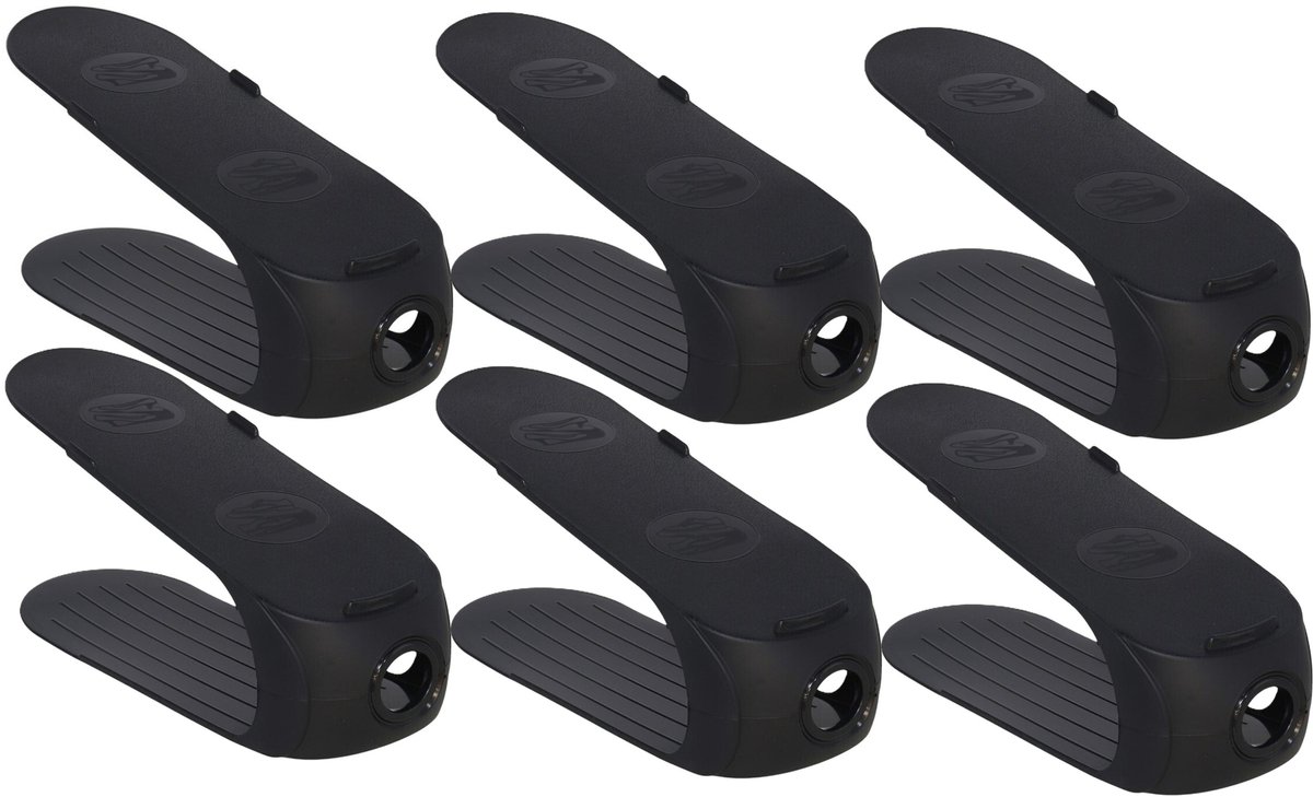 Gerimport Schoenenopbergers - 6x - voor schoenen - zwart - kunststof - ruimtebesparend - schoenenrek - 11 x 26 x 10 cm (8721131456178)