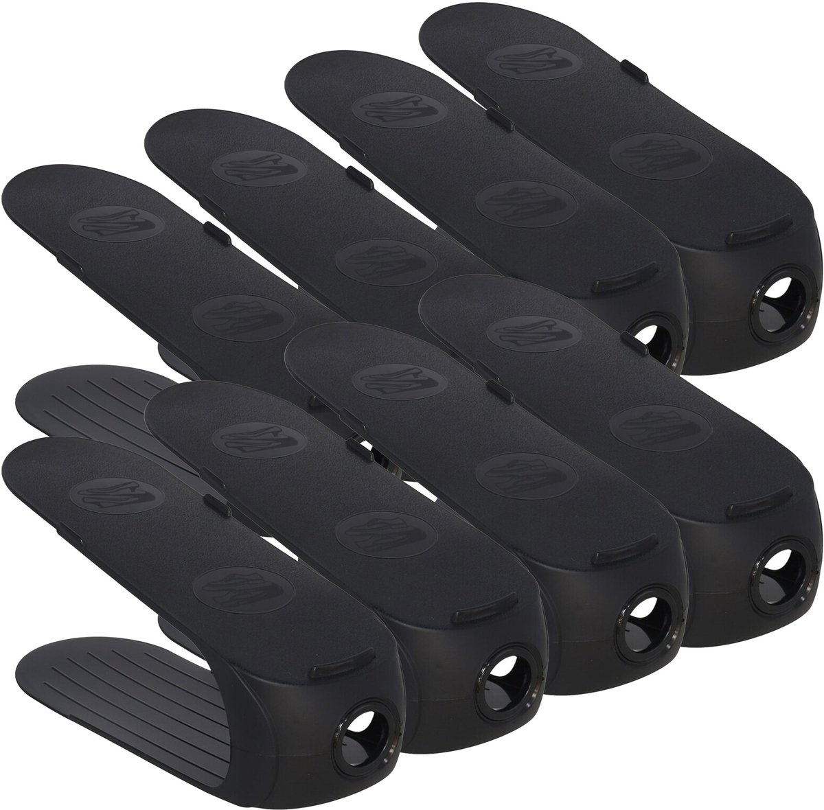 Gerimport Schoenenopbergers - 8x - voor schoenen - zwart - kunststof - ruimtebesparend - schoenenrek - 11 x 26 x 10 cm (8721131456185)