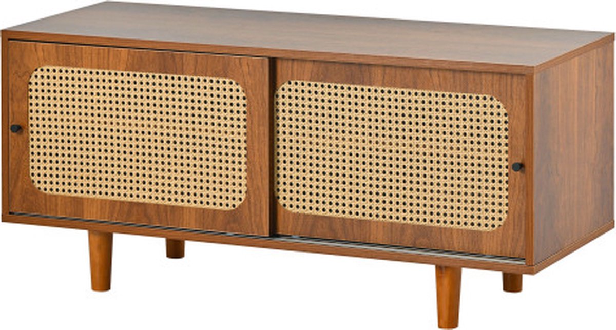 Gotagee Rotan schoenenkast met 2 deuren met verstelbare plank Walnoot Kleur (4255839401641)