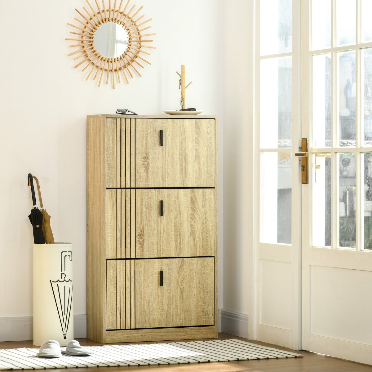 HOMCOM Klapbare schoenenkast - Spaanplaat - 63x24x117cm - Eiken (3662970130124)