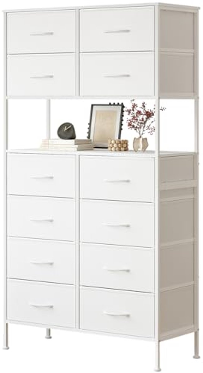 Hoge Ladekast met 12 Laden en Open Middenontwerp voor Slaapkamer (6153945545588)