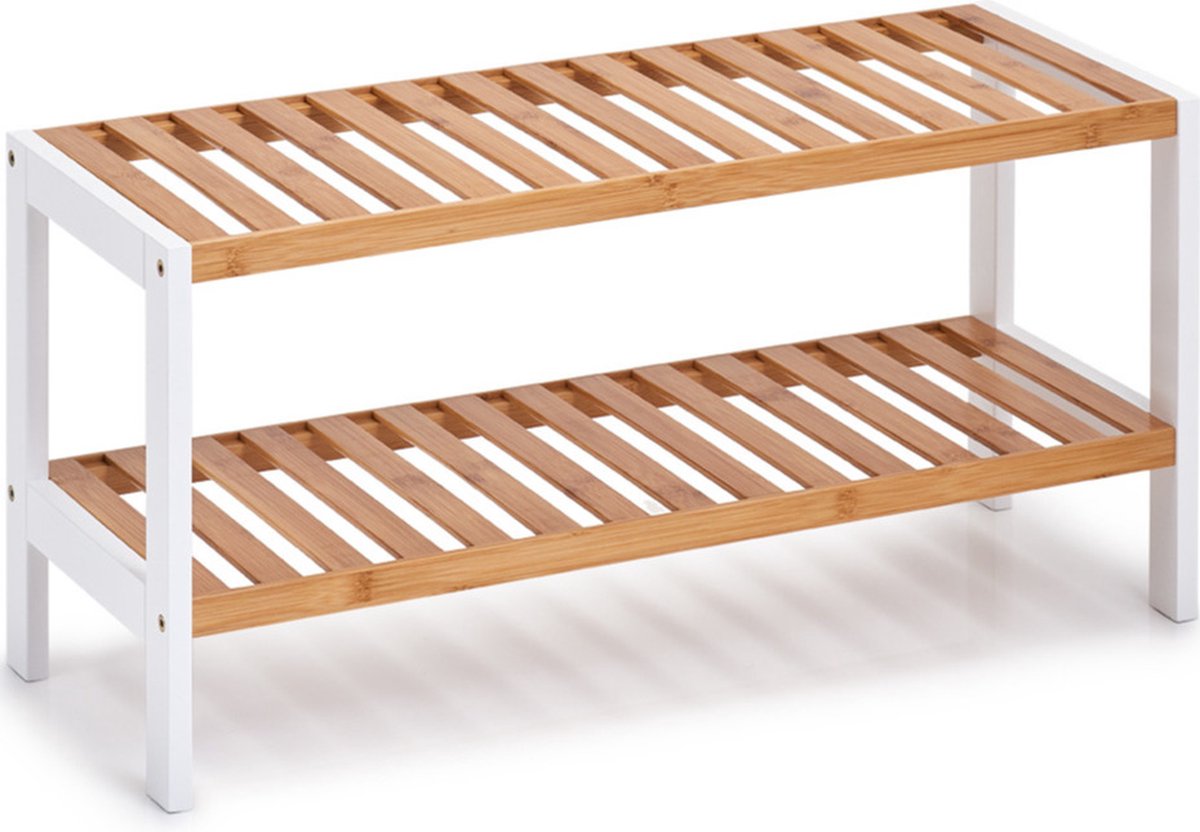 Houten schoenenkast/schoenenrek 2-laags 70 cm - Zeller - Schoenen opbergers/opbergen - Schoenenkasten/schoenenrekken - Camping/gang kasten/rekken (4003368188607)