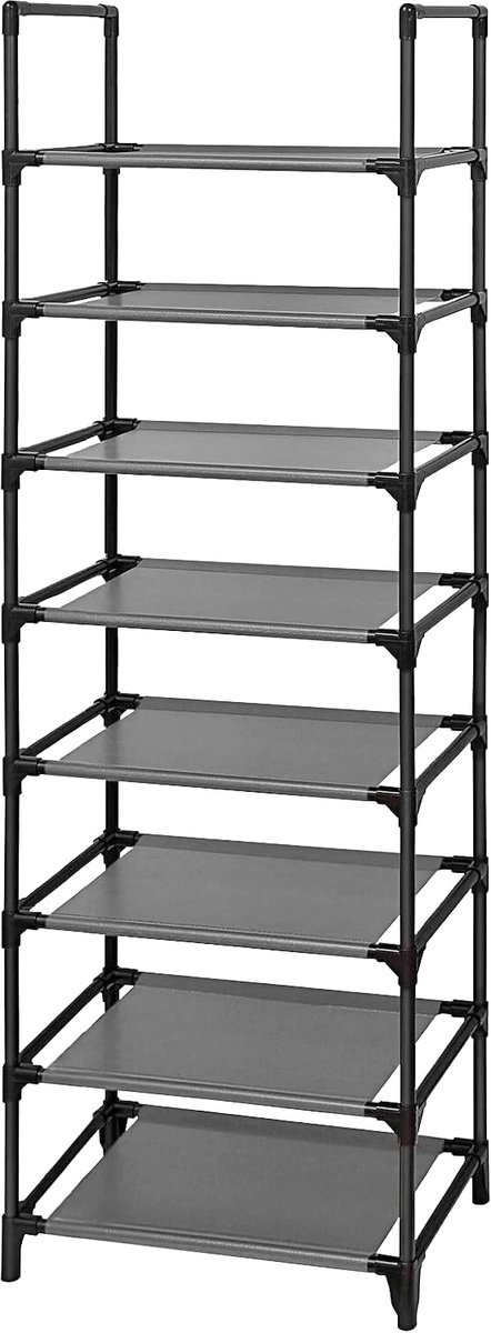 Ibenzoa® Schoenenrek, 8 niveaus, (46 x 27 x 14,1 dm), smalle en hoge schoenenrekken van kunststof, verticaal, rek, show-rek (8721358543736)