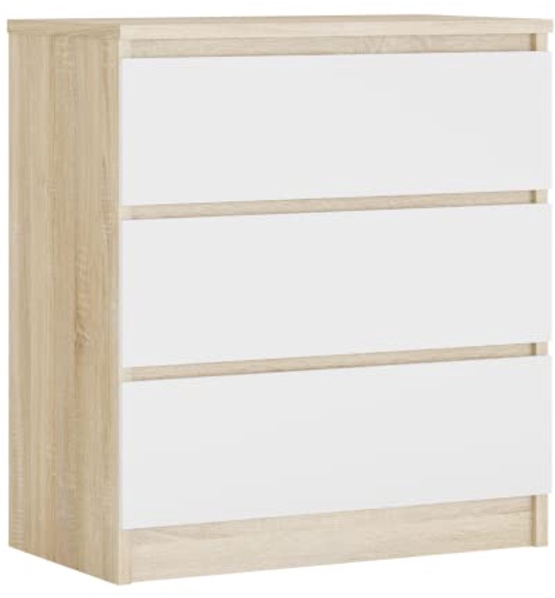 Ladekast met 3 lades in Sonoma eiken/wit - Stijlvol, Scandinavisch design voor elk interieur (6154010238268)