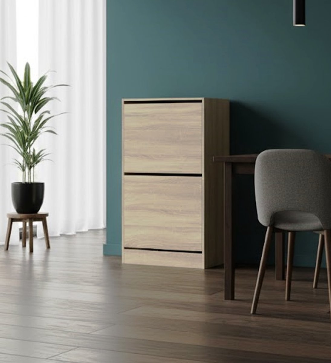 Luxe Houten Schoenenkast met 2 Kleppen - Sonoma Eiken - Moderne Schoenenorganizer - Ruimtebesparende Schoenenkast voor Hal, Gang & Slaapkamer - Stijlvolle Schoenenopberger met Veel Opbergruimte - 60x42x108 cm-Medahomestore (9504498427277)