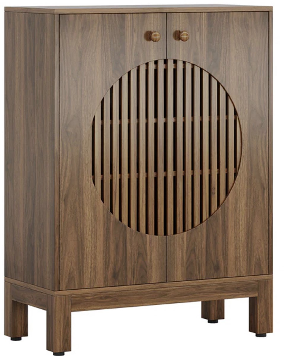 MAZAZU Schoenenkast - Industrieel Design - Met Opbergvakken - Bruin - 73x35x101 cm (8720909814974)