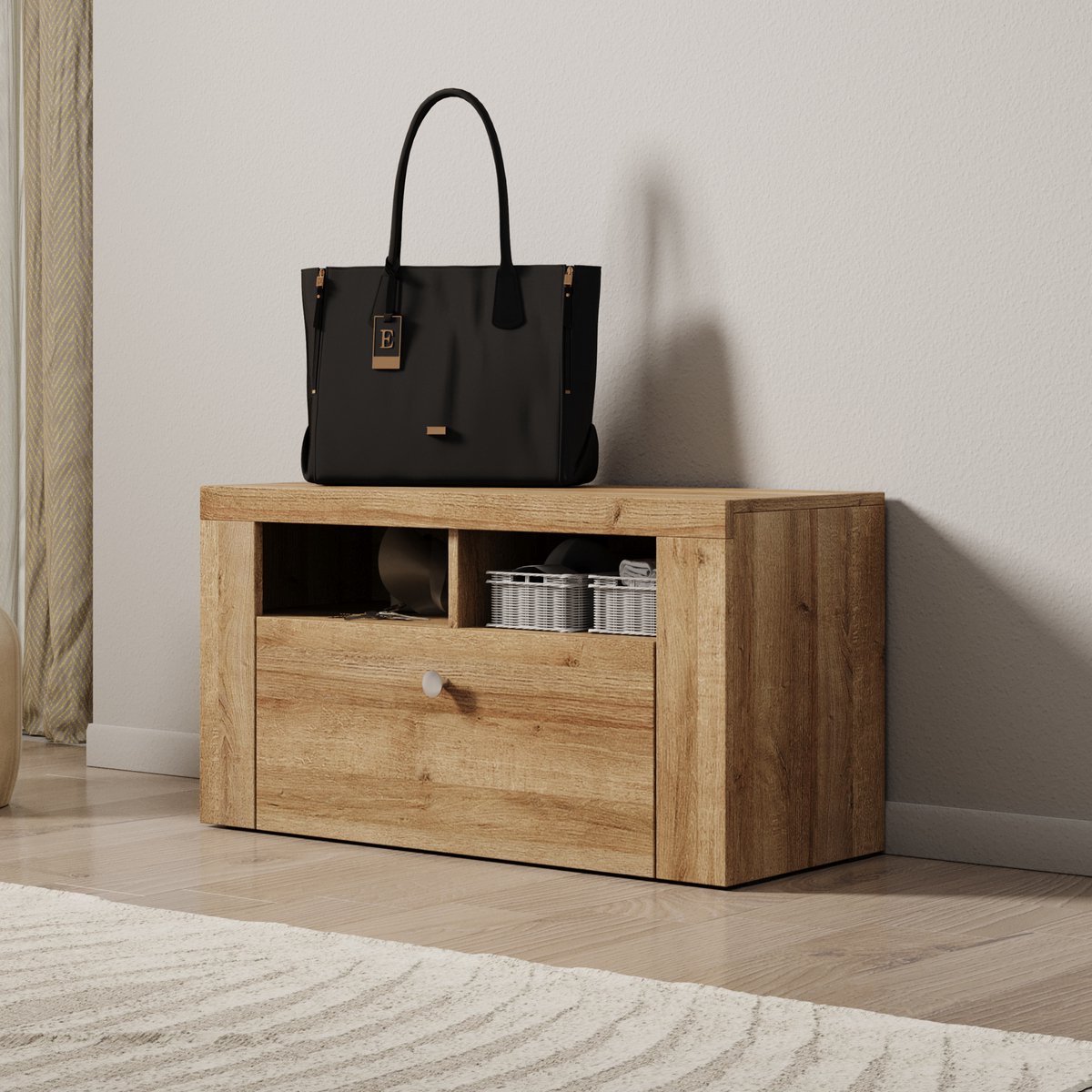 Meubella - Schoenenkast Linford - Eiken - 84 cm (8721225018237)