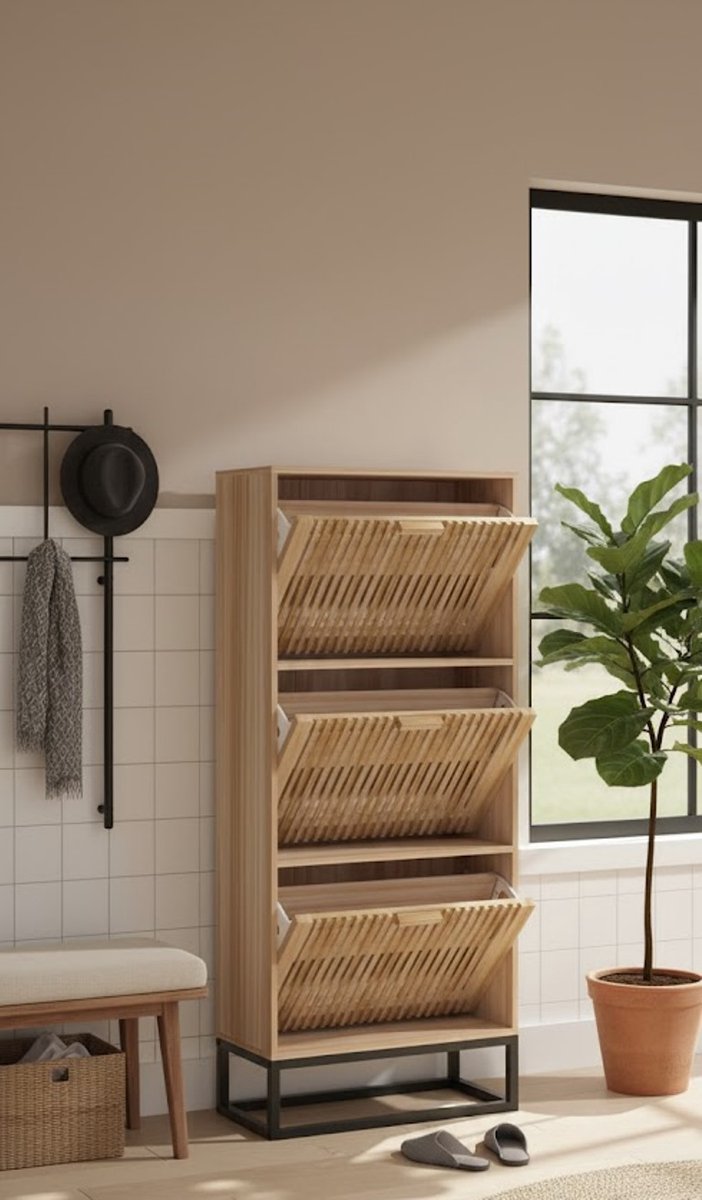 Moderne Schoenenkast Medahomestore - 52x25x120 cm - Opbergrek voor Schoenen en Accessoires - Flurgarderobe, Schoenen Organizer, Stabiele Schoenenkast van Hoogwaardig Houtwerkstof, Ideaal voor Gang of Woonkamer (9501648943892)