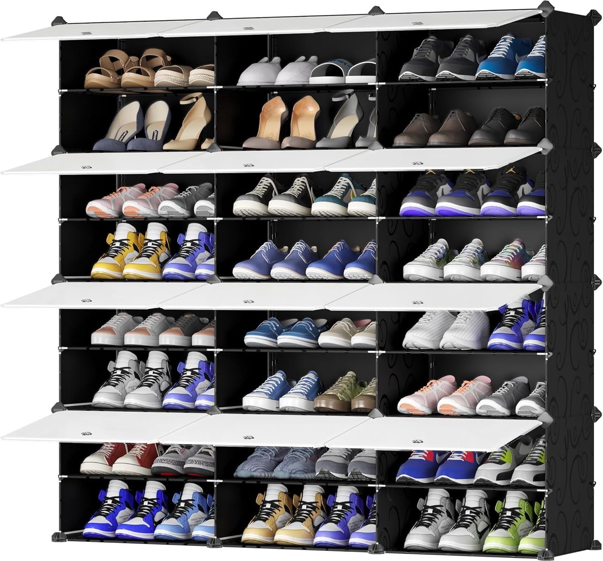 Multifunctionele Schoenenorganizer - Ruimtelijke oplossing - 3x8 stuks - Melkwitte deuren - Kunststof en metaal (9507447266545)