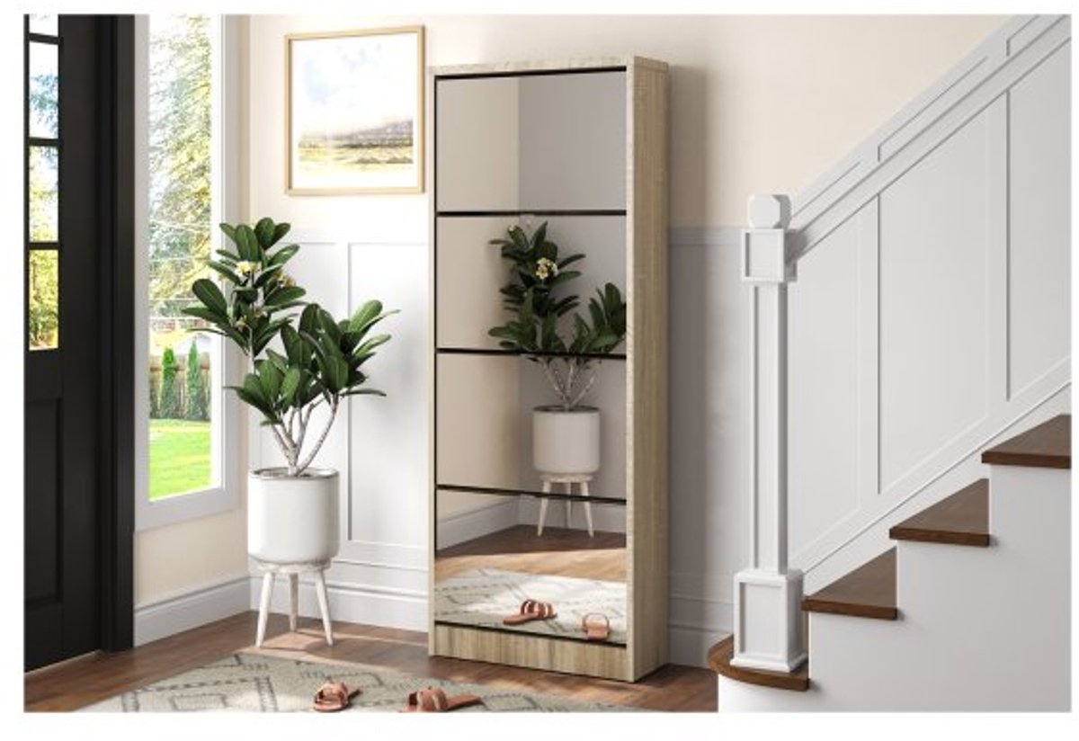 Opbergmeubels - Schoenenkast - Spiegel - 4 laden - Sonoma (8721378218492)