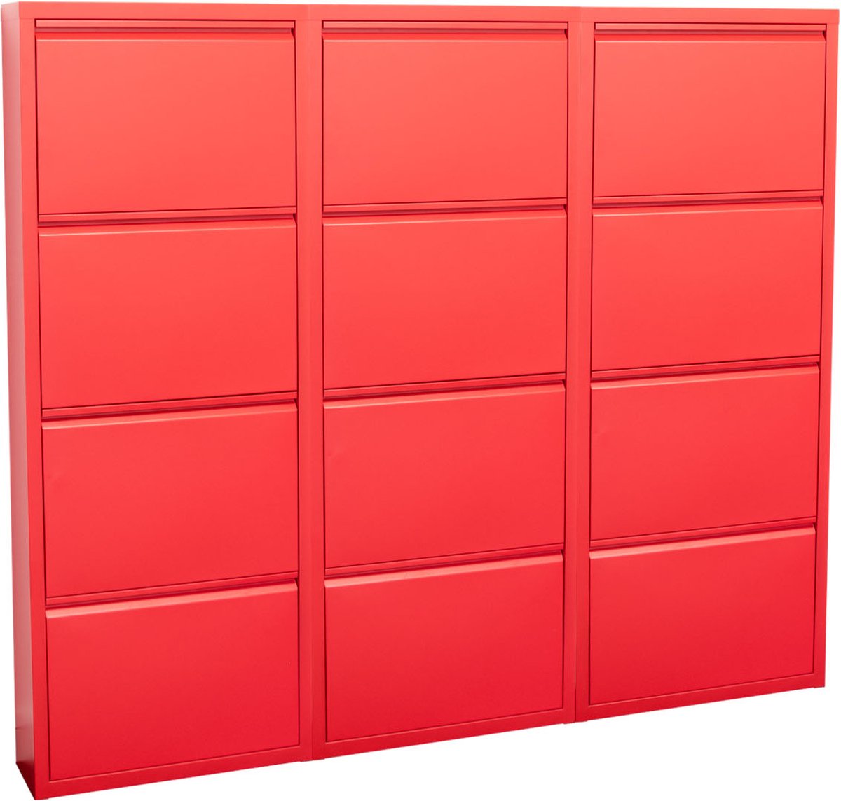Pisa schoenenkast rood metaal met 12 vakken. (6096520887805)