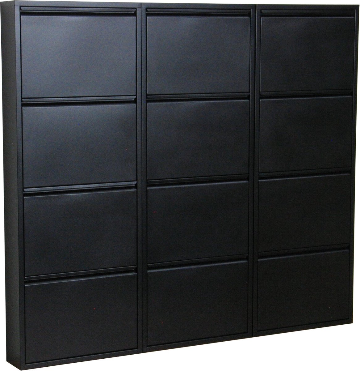 Pisa schoenenkast zwart metaal met 4 vakken - set van 3. (7435110680690)