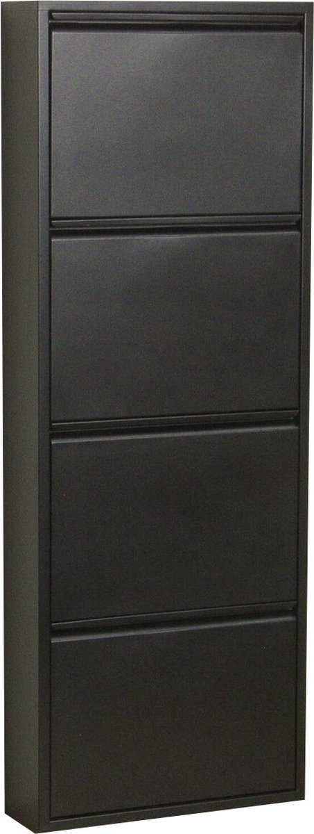 Pisa schoenenkast zwart metaal met 4 vakken. (7435110681673)