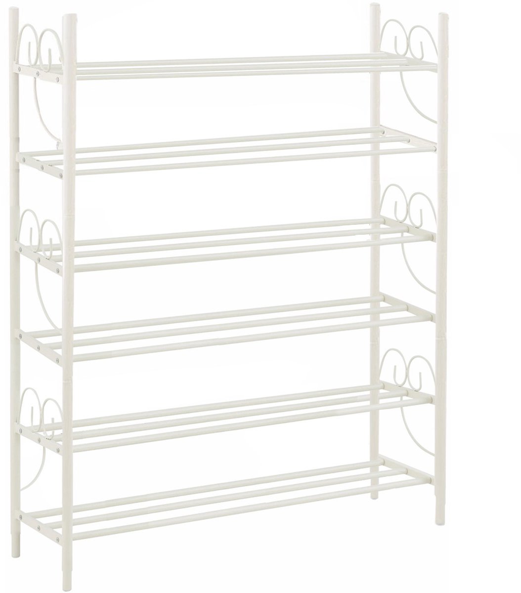 Princess|Schoenenopbergmeubel met 2 lagen in metaal wit Set van 3 (5711950018698)
