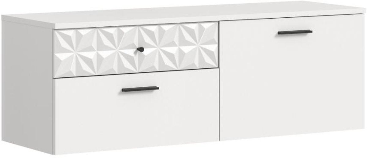 Prisma schoenenkast 2 schuifdeuren, 1 vouwdeur, 2 lades, 1 plank wit. (4066432023921)